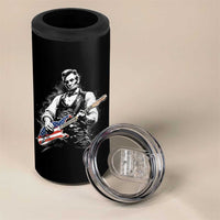 Rockin Abe Abraham Lincoln Playing Electric Guitar 4 in 1 Can Cooler Tumbler Patriotic Music Rocker Mashup 4th of July Celebration
