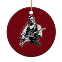 Rockin Abe Abraham Lincoln Playing Electric Guitar Ceramic Ornament Patriotic Music Rocker Mashup 4th of July Celebration
