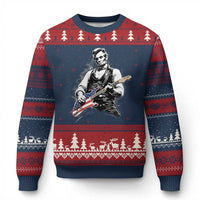 Rockin Abe Abraham Lincoln Playing Electric Guitar Ugly Christmas Sweater Patriotic Music Rocker Mashup 4th of July Celebration