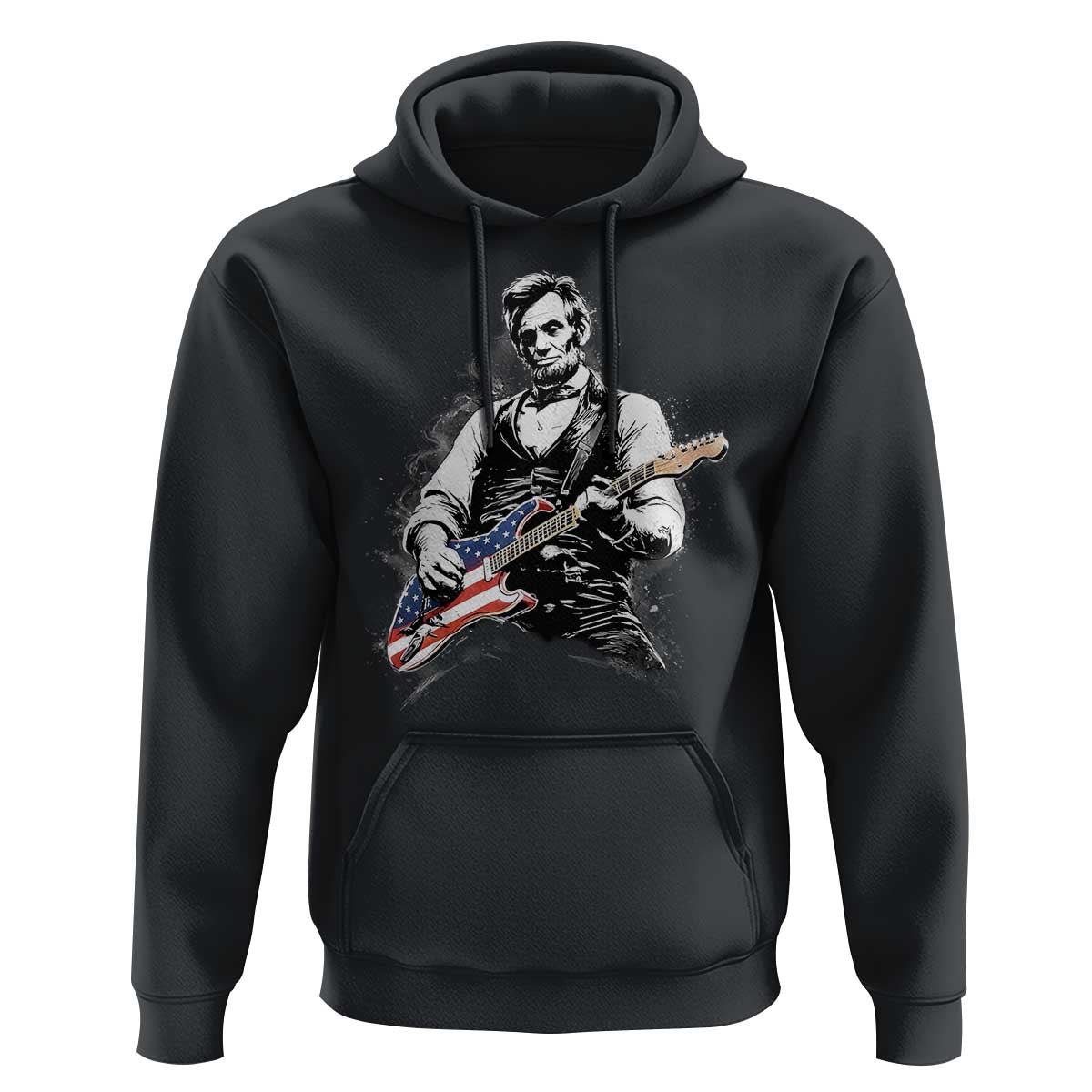 Rockin Abe Abraham Lincoln Playing Electric Guitar Hoodie Patriotic Music Rocker Mashup 4th of July Celebration