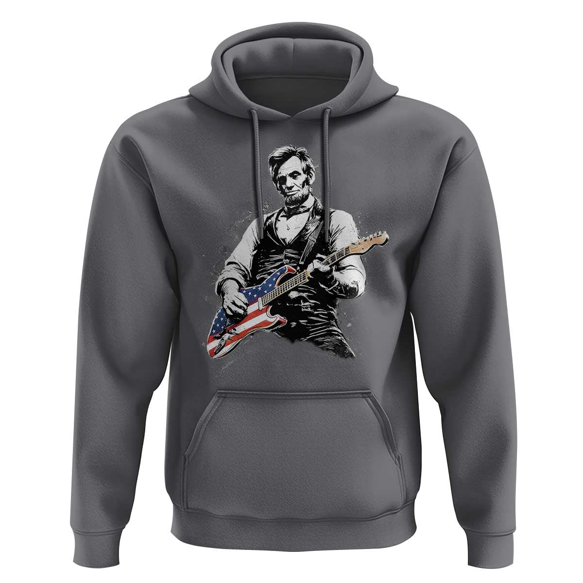 Rockin Abe Abraham Lincoln Playing Electric Guitar Hoodie Patriotic Music Rocker Mashup 4th of July Celebration