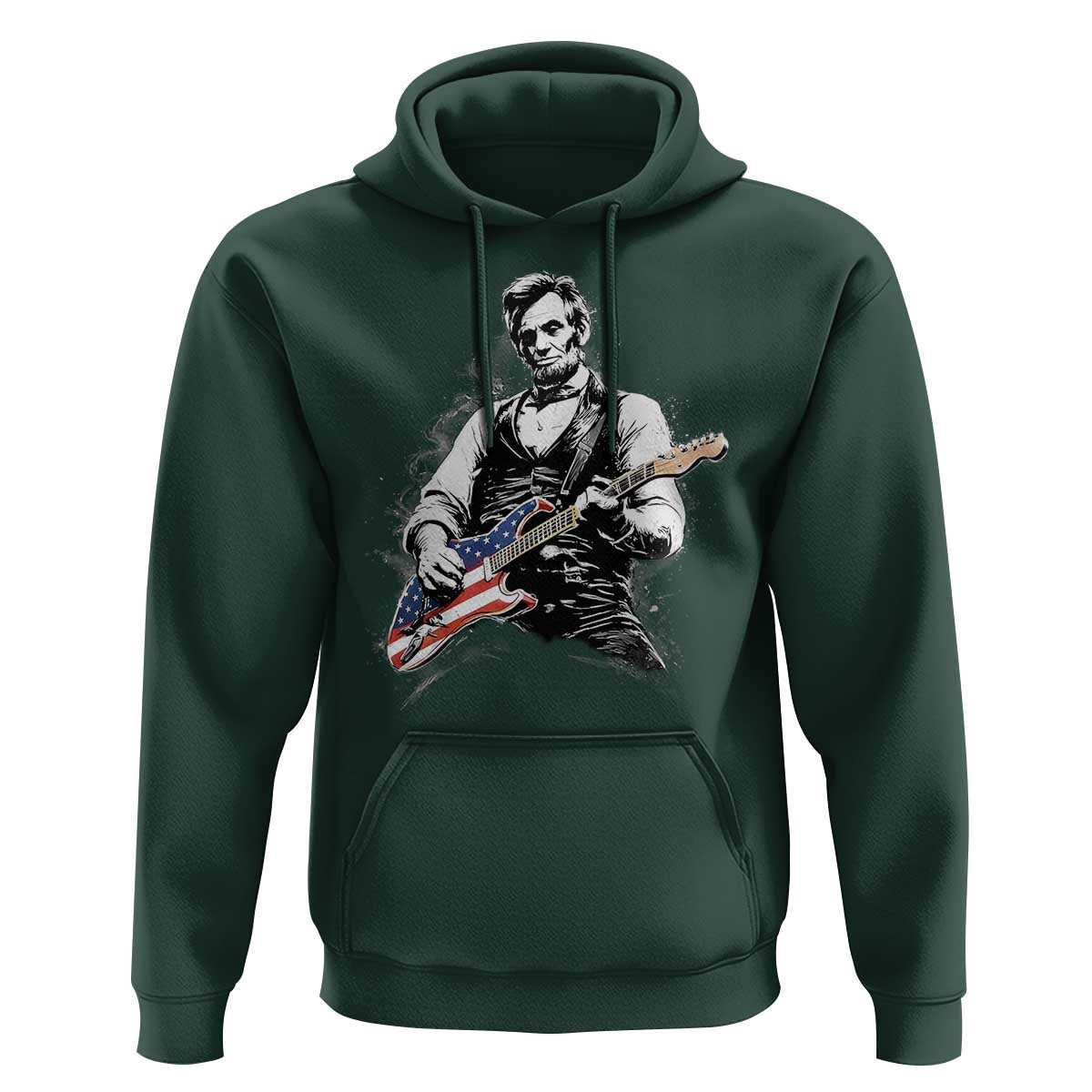Rockin Abe Abraham Lincoln Playing Electric Guitar Hoodie Patriotic Music Rocker Mashup 4th of July Celebration