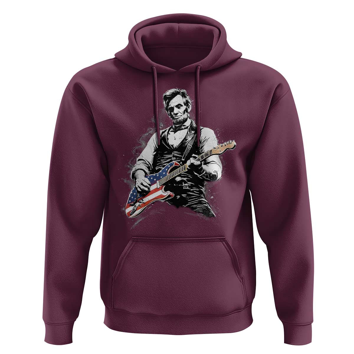 Rockin Abe Abraham Lincoln Playing Electric Guitar Hoodie Patriotic Music Rocker Mashup 4th of July Celebration