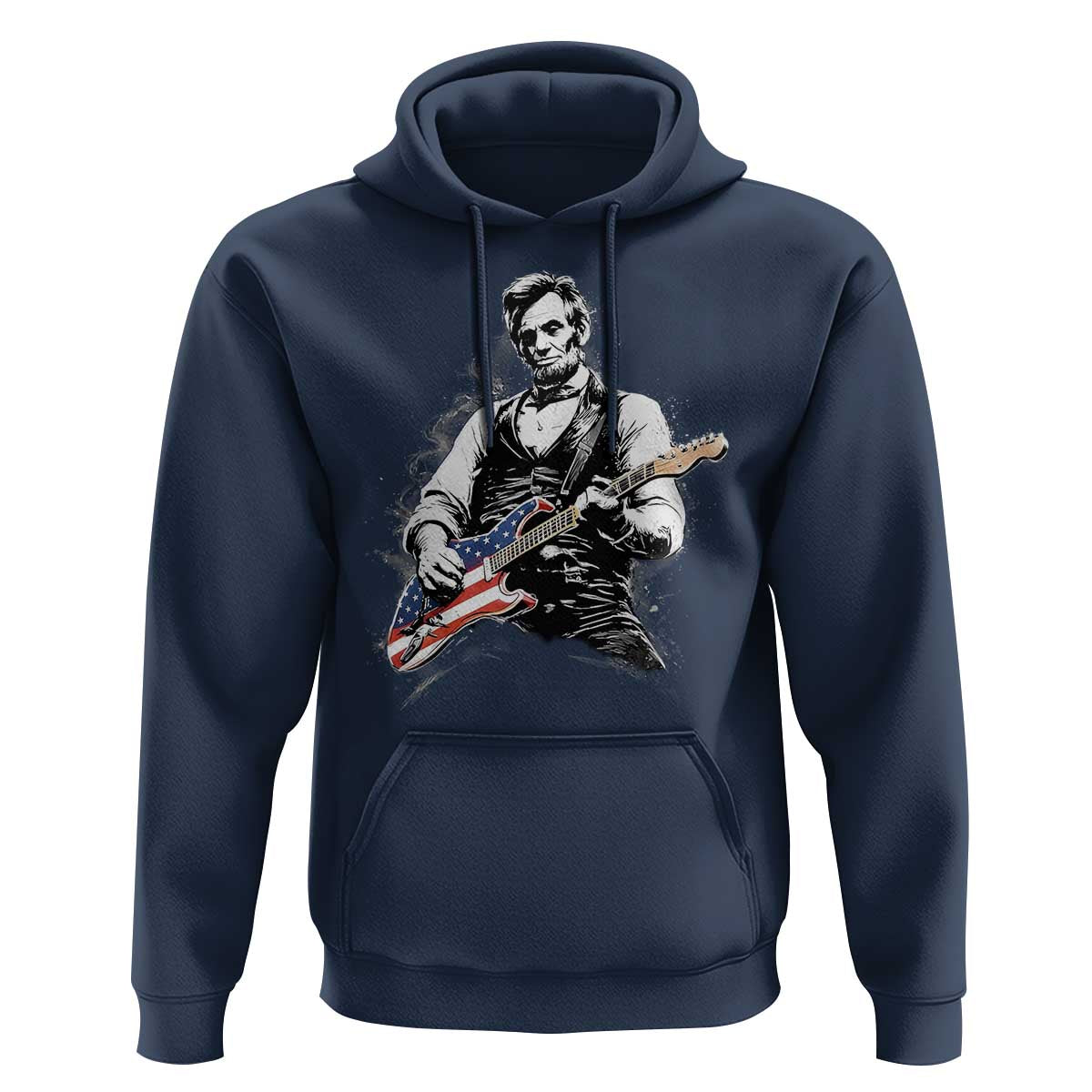 Rockin Abe Abraham Lincoln Playing Electric Guitar Hoodie Patriotic Music Rocker Mashup 4th of July Celebration