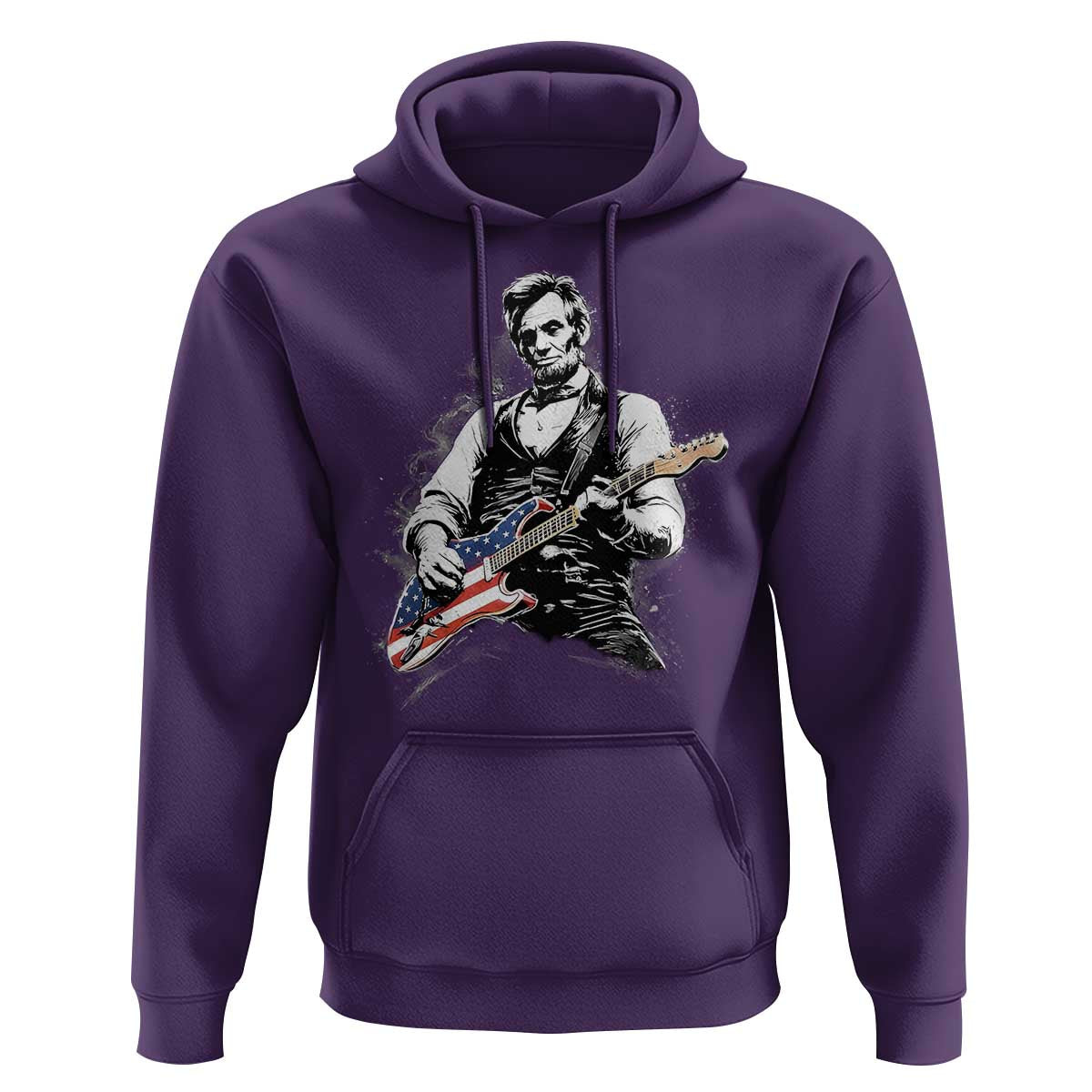 Rockin Abe Abraham Lincoln Playing Electric Guitar Hoodie Patriotic Music Rocker Mashup 4th of July Celebration