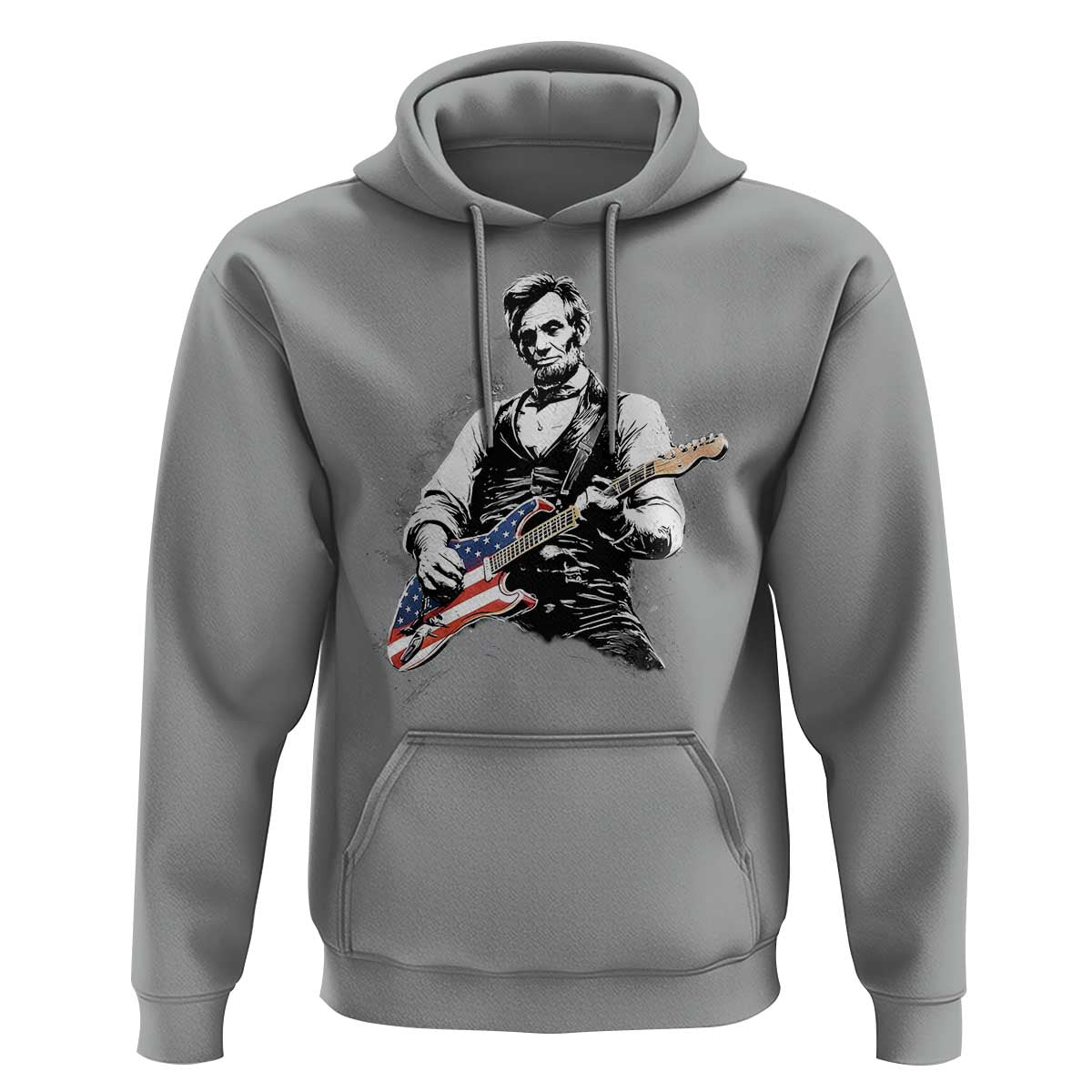 Rockin Abe Abraham Lincoln Playing Electric Guitar Hoodie Patriotic Music Rocker Mashup 4th of July Celebration