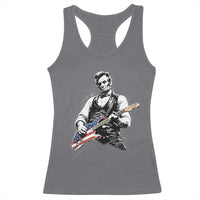 Rockin Abe Abraham Lincoln Playing Electric Guitar Racerback Tank Top Patriotic Music Rocker Mashup 4th of July Celebration