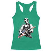 Rockin Abe Abraham Lincoln Playing Electric Guitar Racerback Tank Top Patriotic Music Rocker Mashup 4th of July Celebration