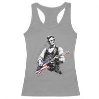 Rockin Abe Abraham Lincoln Playing Electric Guitar Racerback Tank Top Patriotic Music Rocker Mashup 4th of July Celebration