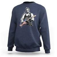Rockin Abe Abraham Lincoln Playing Electric Guitar Sweatshirt Patriotic Music Rocker Mashup 4th of July Celebration