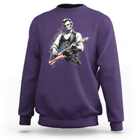 Rockin Abe Abraham Lincoln Playing Electric Guitar Sweatshirt Patriotic Music Rocker Mashup 4th of July Celebration