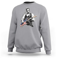 Rockin Abe Abraham Lincoln Playing Electric Guitar Sweatshirt Patriotic Music Rocker Mashup 4th of July Celebration