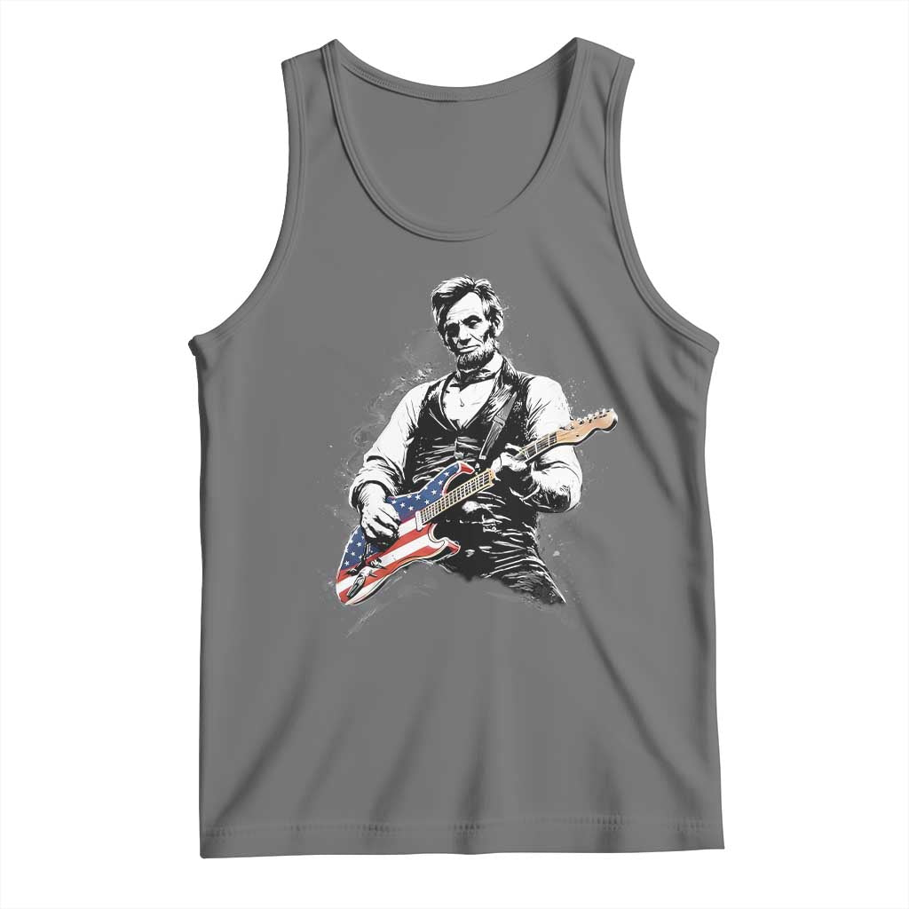 Rockin Abe Abraham Lincoln Playing Electric Guitar Tank Top Patriotic Music Rocker Mashup 4th of July Celebration