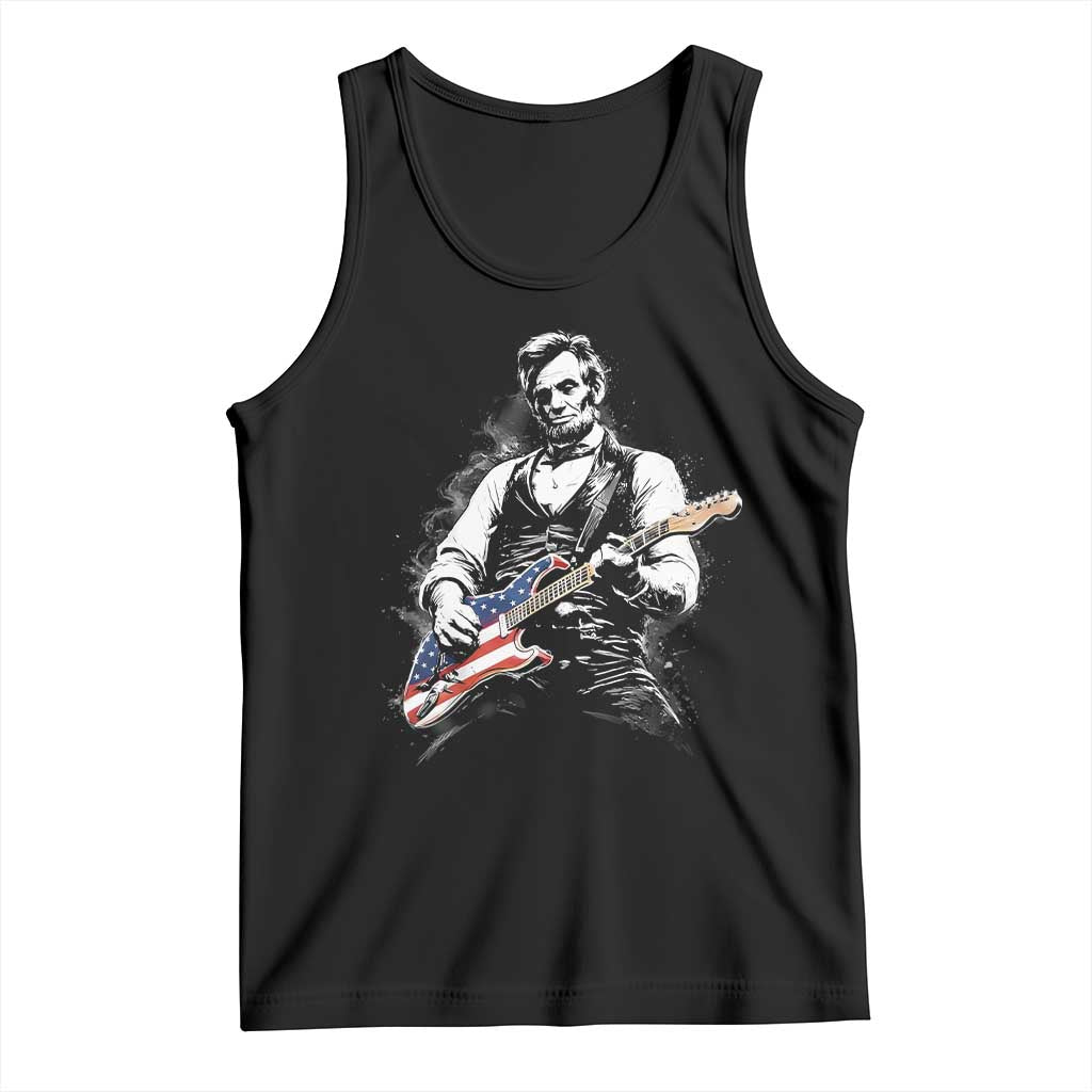 Rockin Abe Abraham Lincoln Playing Electric Guitar Tank Top Patriotic Music Rocker Mashup 4th of July Celebration