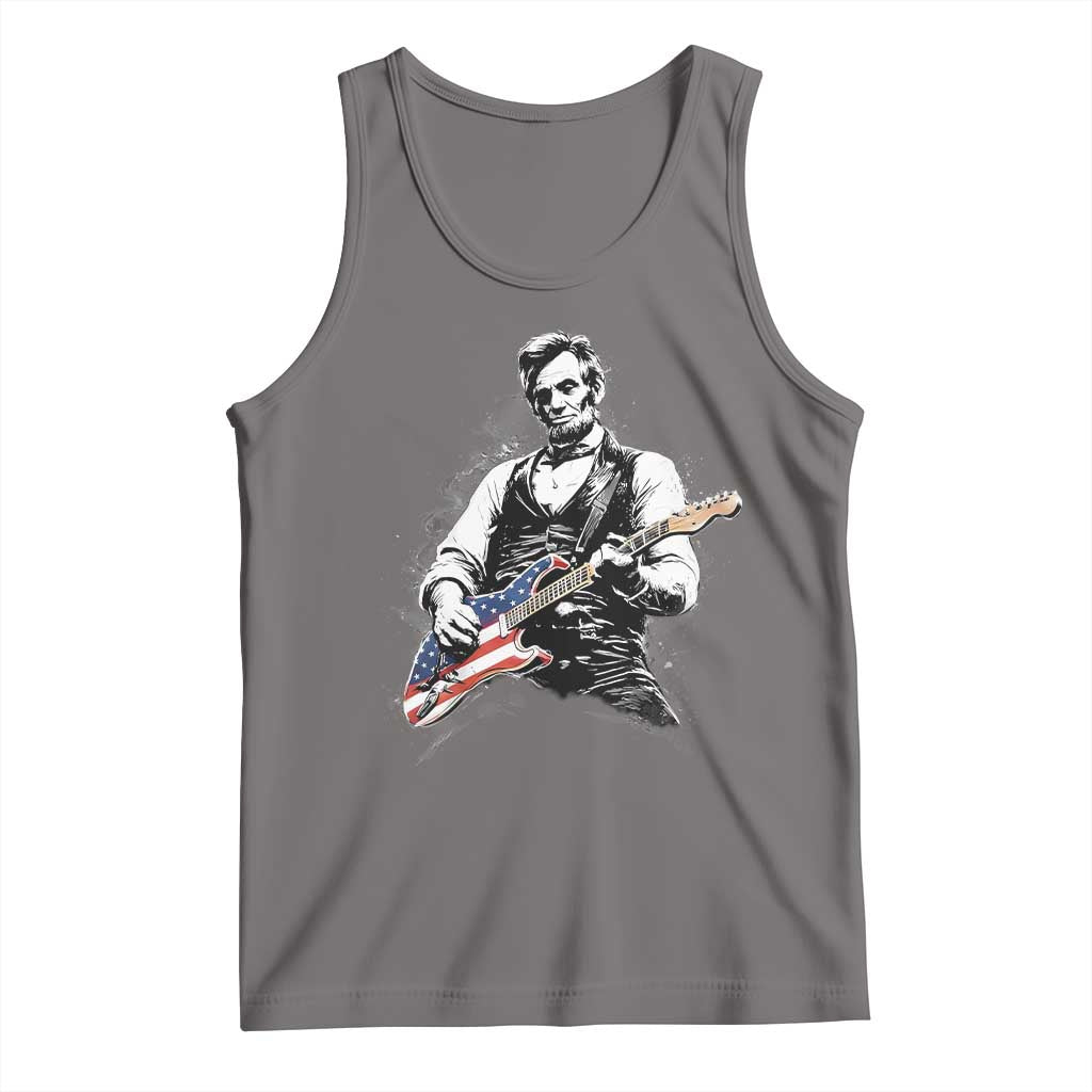 Rockin Abe Abraham Lincoln Playing Electric Guitar Tank Top Patriotic Music Rocker Mashup 4th of July Celebration