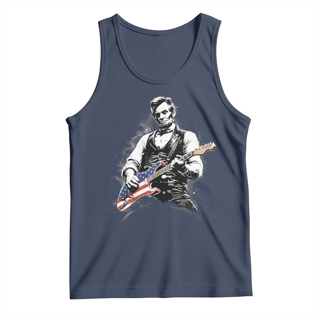 Rockin Abe Abraham Lincoln Playing Electric Guitar Tank Top Patriotic Music Rocker Mashup 4th of July Celebration