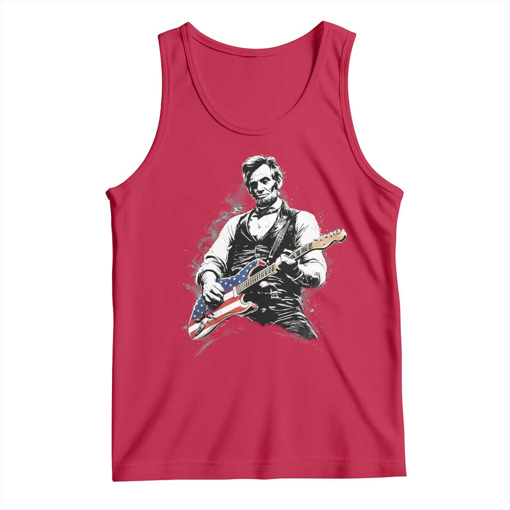 Rockin Abe Abraham Lincoln Playing Electric Guitar Tank Top Patriotic Music Rocker Mashup 4th of July Celebration