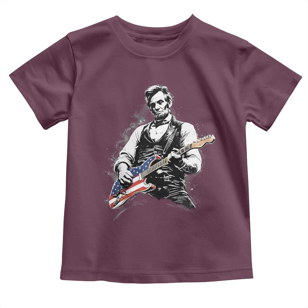 Rockin Abe Abraham Lincoln Playing Electric Guitar Toddler T Shirt Patriotic Music Rocker Mashup 4th of July Celebration