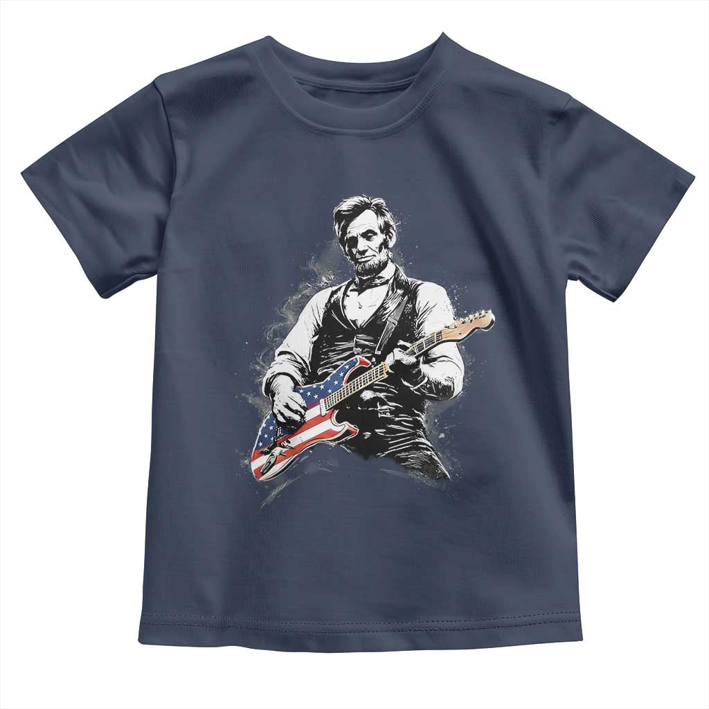 Rockin Abe Abraham Lincoln Playing Electric Guitar Toddler T Shirt Patriotic Music Rocker Mashup 4th of July Celebration