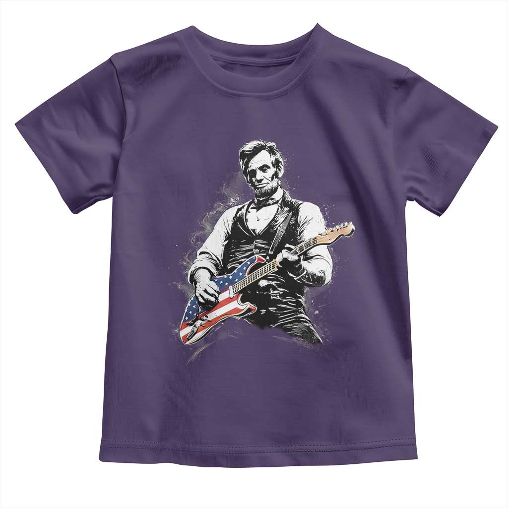 Rockin Abe Abraham Lincoln Playing Electric Guitar Toddler T Shirt Patriotic Music Rocker Mashup 4th of July Celebration