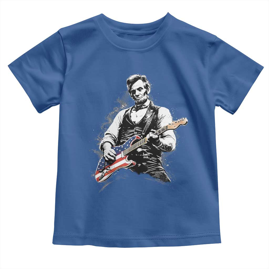 Rockin Abe Abraham Lincoln Playing Electric Guitar Toddler T Shirt Patriotic Music Rocker Mashup 4th of July Celebration