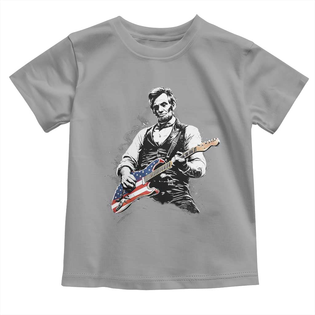 Rockin Abe Abraham Lincoln Playing Electric Guitar Toddler T Shirt Patriotic Music Rocker Mashup 4th of July Celebration