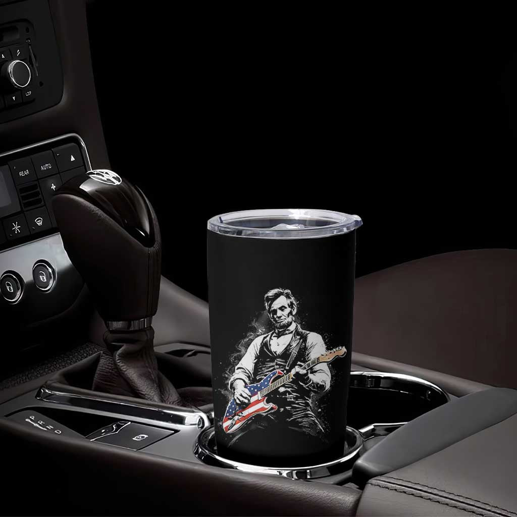 Rockin Abe Abraham Lincoln Playing Electric Guitar Tumbler Cup Patriotic Music Rocker Mashup 4th of July Celebration