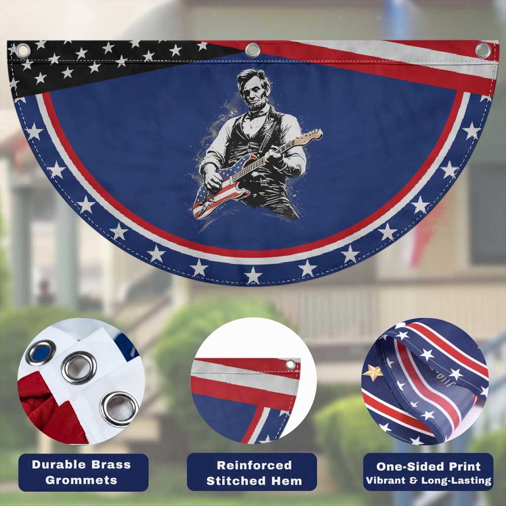 Rockin Abe Abraham Lincoln Playing Electric Guitar Patriotic Fan Flag Music Rocker Mashup 4th of July Celebration