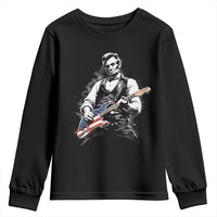 Rockin Abe Abraham Lincoln Playing Electric Guitar Youth Sweatshirt Patriotic Music Rocker Mashup 4th of July Celebration