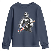 Rockin Abe Abraham Lincoln Playing Electric Guitar Youth Sweatshirt Patriotic Music Rocker Mashup 4th of July Celebration