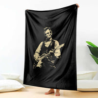Vintage Rockin Abe Abraham Lincoln Playing Electric Guitar Throw Blanket Patriotic Music Rocker Mashup 4th of July Celebration