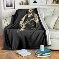 Vintage Rockin Abe Abraham Lincoln Playing Electric Guitar Throw Blanket Patriotic Music Rocker Mashup 4th of July Celebration
