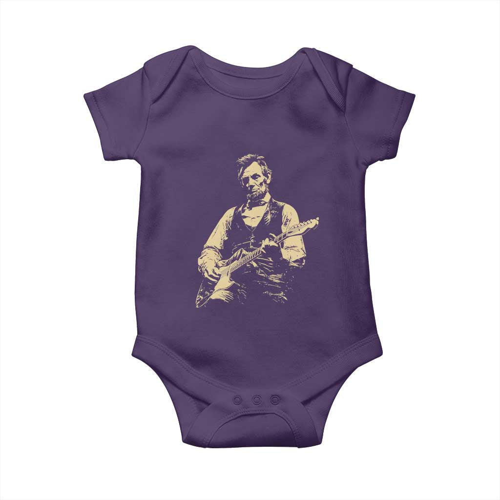 Vintage Rockin Abe Abraham Lincoln Playing Electric Guitar Baby Onesie Patriotic Music Rocker Mashup 4th of July Celebration