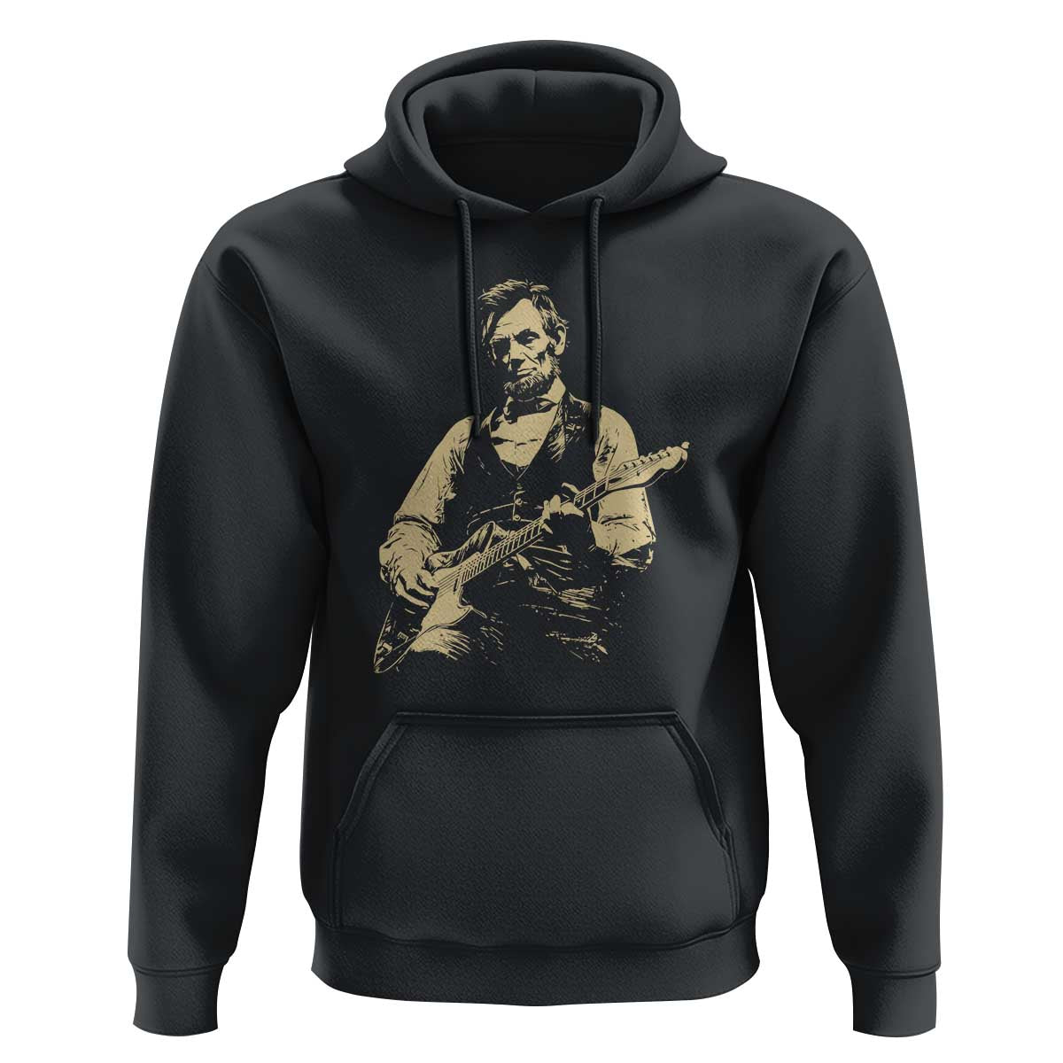 Vintage Rockin Abe Abraham Lincoln Playing Electric Guitar Hoodie Patriotic Music Rocker Mashup 4th of July Celebration