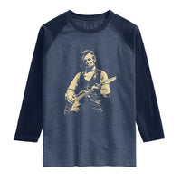 Vintage Rockin Abe Abraham Lincoln Playing Electric Guitar Raglan Shirt Patriotic Music Rocker Mashup 4th of July Celebration