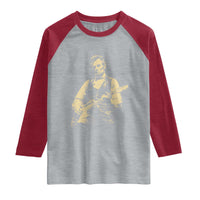 Vintage Rockin Abe Abraham Lincoln Playing Electric Guitar Raglan Shirt Patriotic Music Rocker Mashup 4th of July Celebration