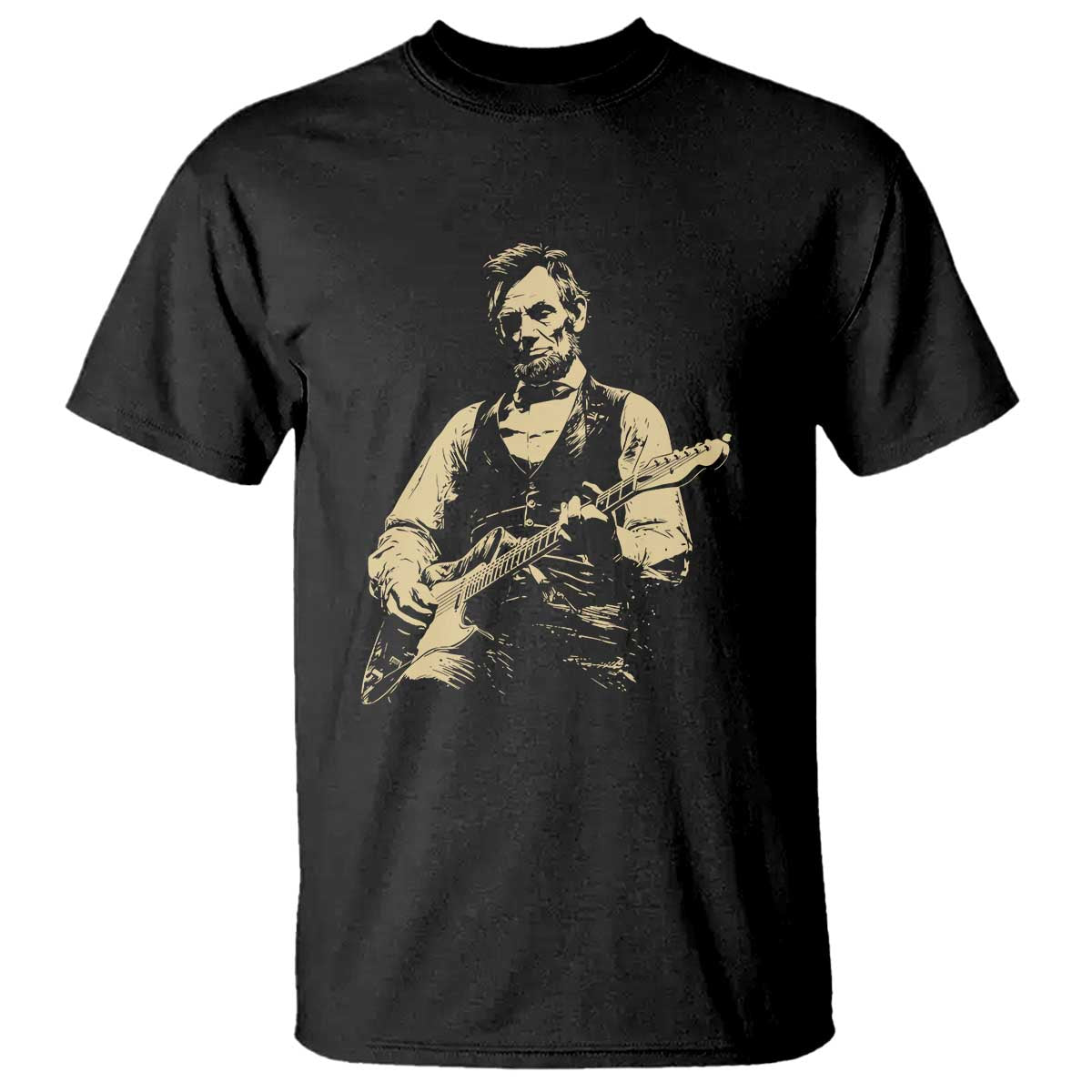 Vintage Rockin Abe Abraham Lincoln Playing Electric Guitar T Shirt Patriotic Music Rocker Mashup 4th of July Celebration