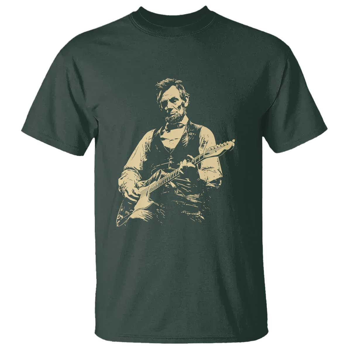 Vintage Rockin Abe Abraham Lincoln Playing Electric Guitar T Shirt Patriotic Music Rocker Mashup 4th of July Celebration