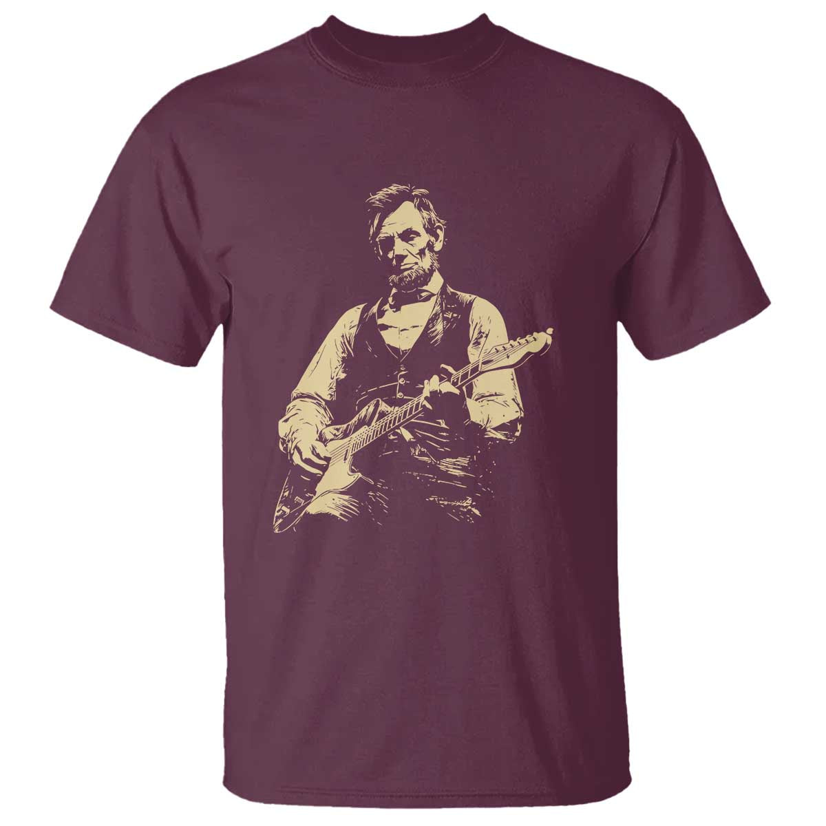 Vintage Rockin Abe Abraham Lincoln Playing Electric Guitar T Shirt Patriotic Music Rocker Mashup 4th of July Celebration