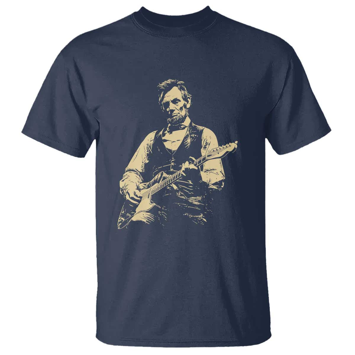 Vintage Rockin Abe Abraham Lincoln Playing Electric Guitar T Shirt Patriotic Music Rocker Mashup 4th of July Celebration