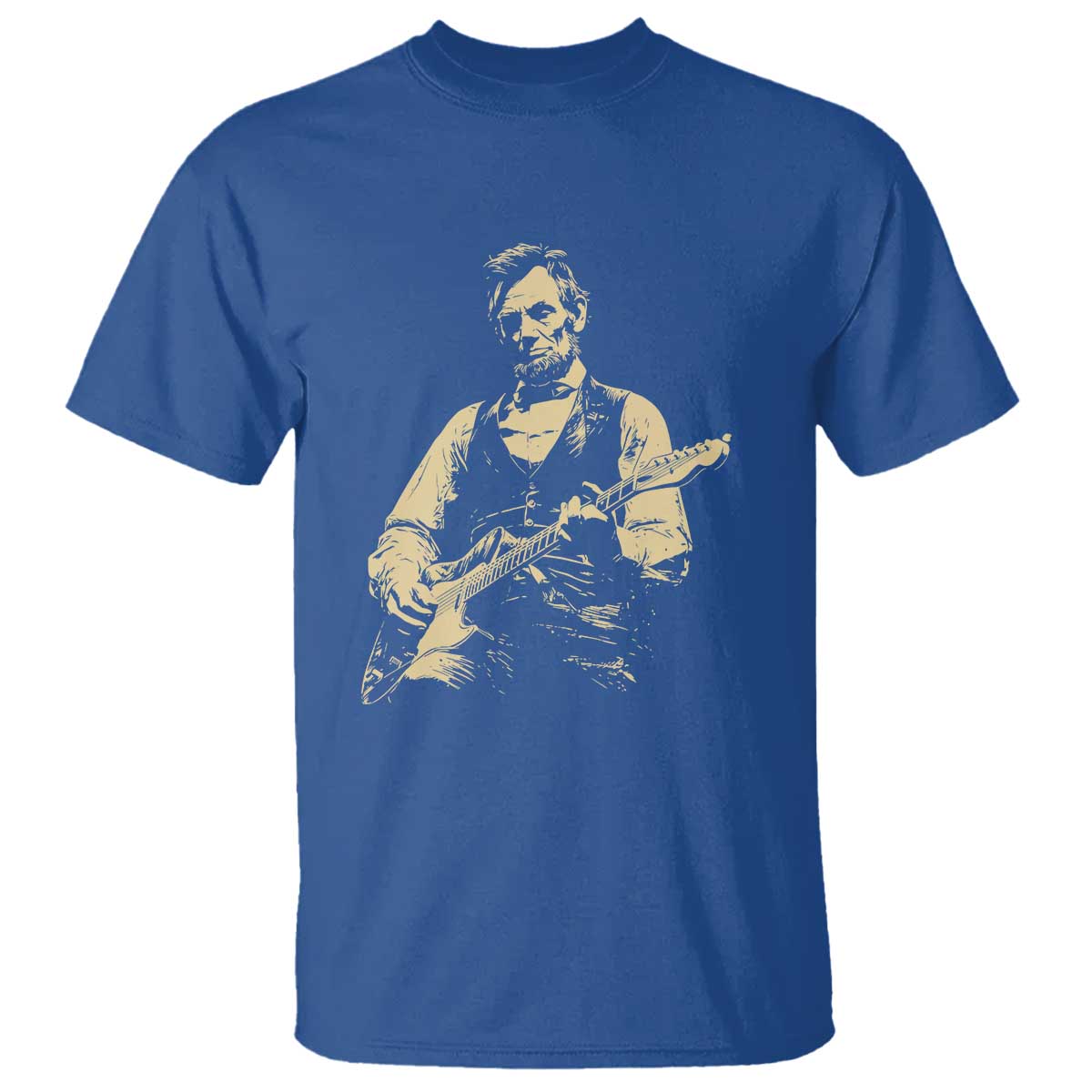 Vintage Rockin Abe Abraham Lincoln Playing Electric Guitar T Shirt Patriotic Music Rocker Mashup 4th of July Celebration