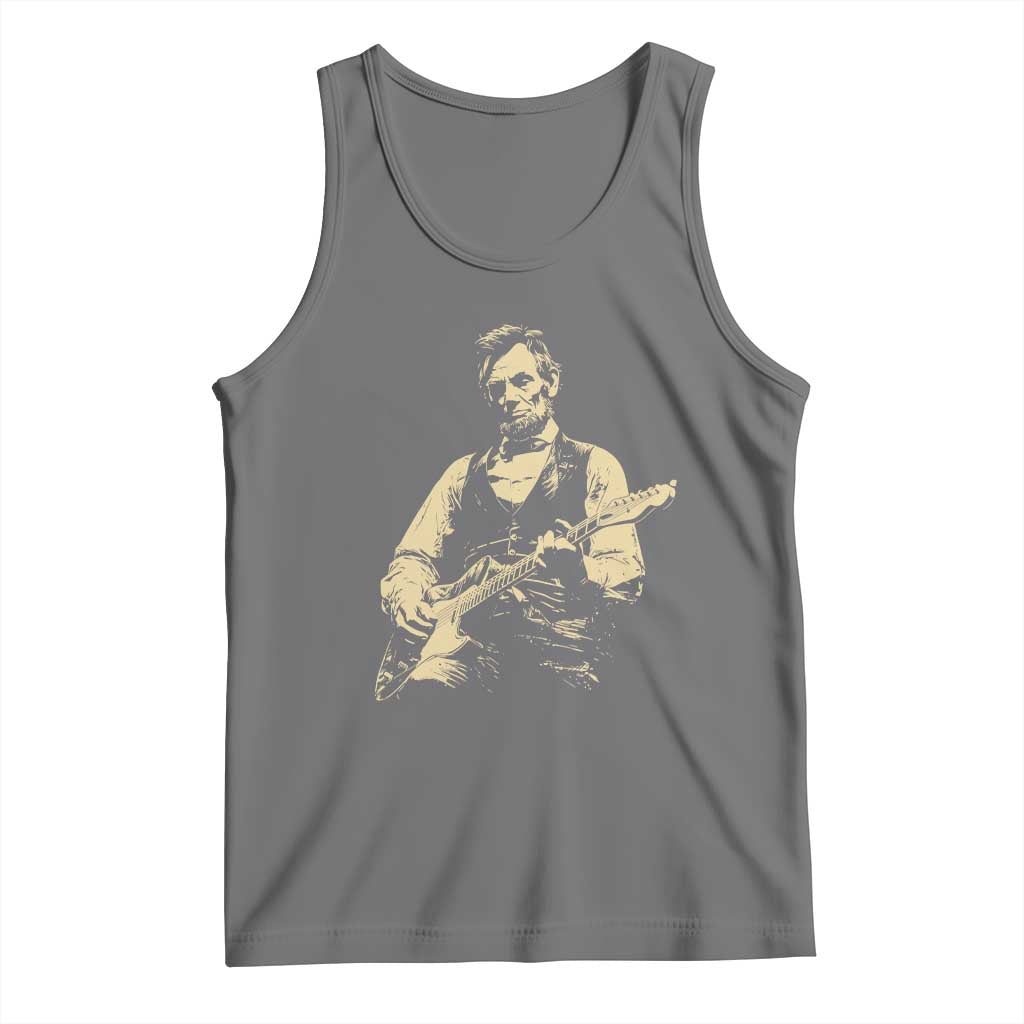 Vintage Rockin Abe Abraham Lincoln Playing Electric Guitar Tank Top Patriotic Music Rocker Mashup 4th of July Celebration