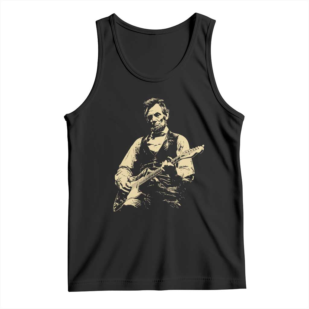 Vintage Rockin Abe Abraham Lincoln Playing Electric Guitar Tank Top Patriotic Music Rocker Mashup 4th of July Celebration