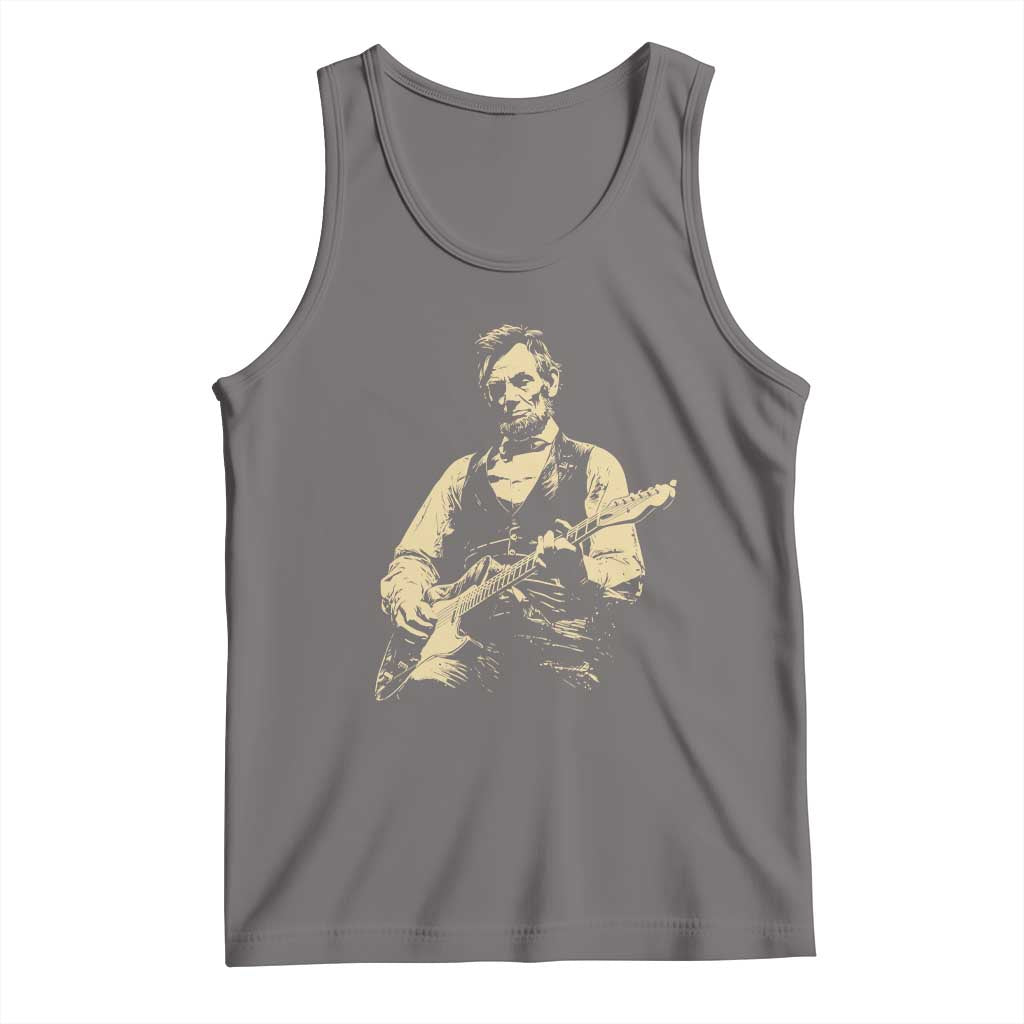 Vintage Rockin Abe Abraham Lincoln Playing Electric Guitar Tank Top Patriotic Music Rocker Mashup 4th of July Celebration