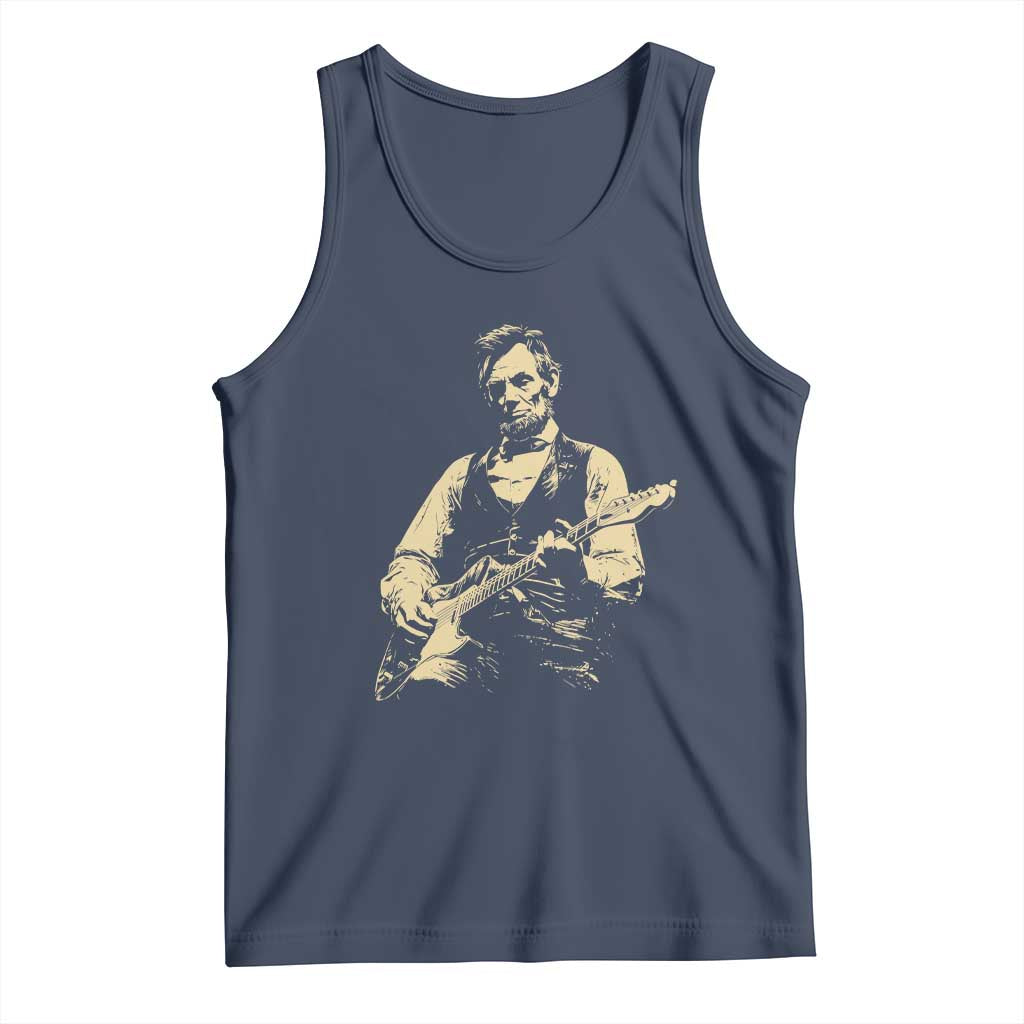 Vintage Rockin Abe Abraham Lincoln Playing Electric Guitar Tank Top Patriotic Music Rocker Mashup 4th of July Celebration