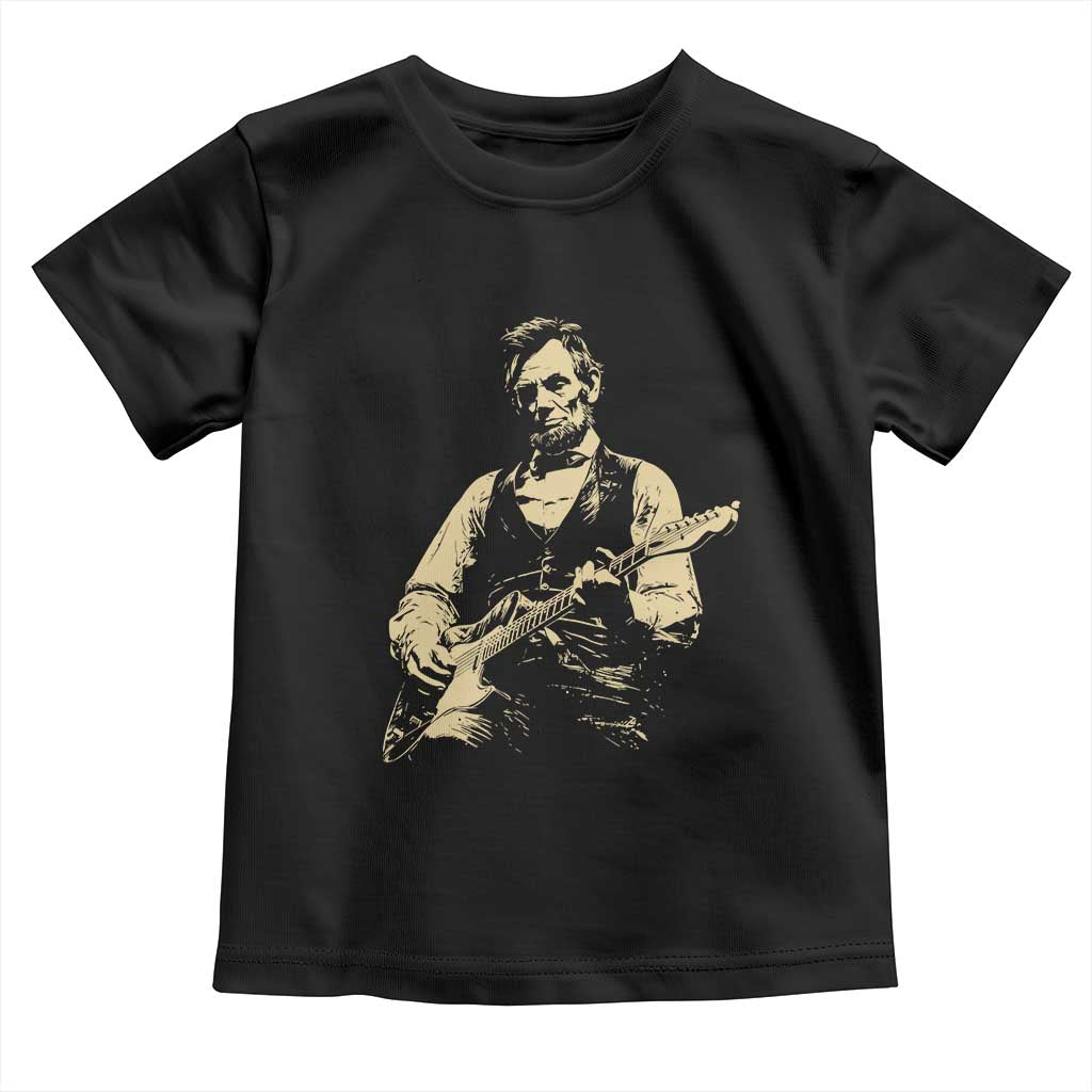 Vintage Rockin Abe Abraham Lincoln Playing Electric Guitar Toddler T Shirt Patriotic Music Rocker Mashup 4th of July Celebration