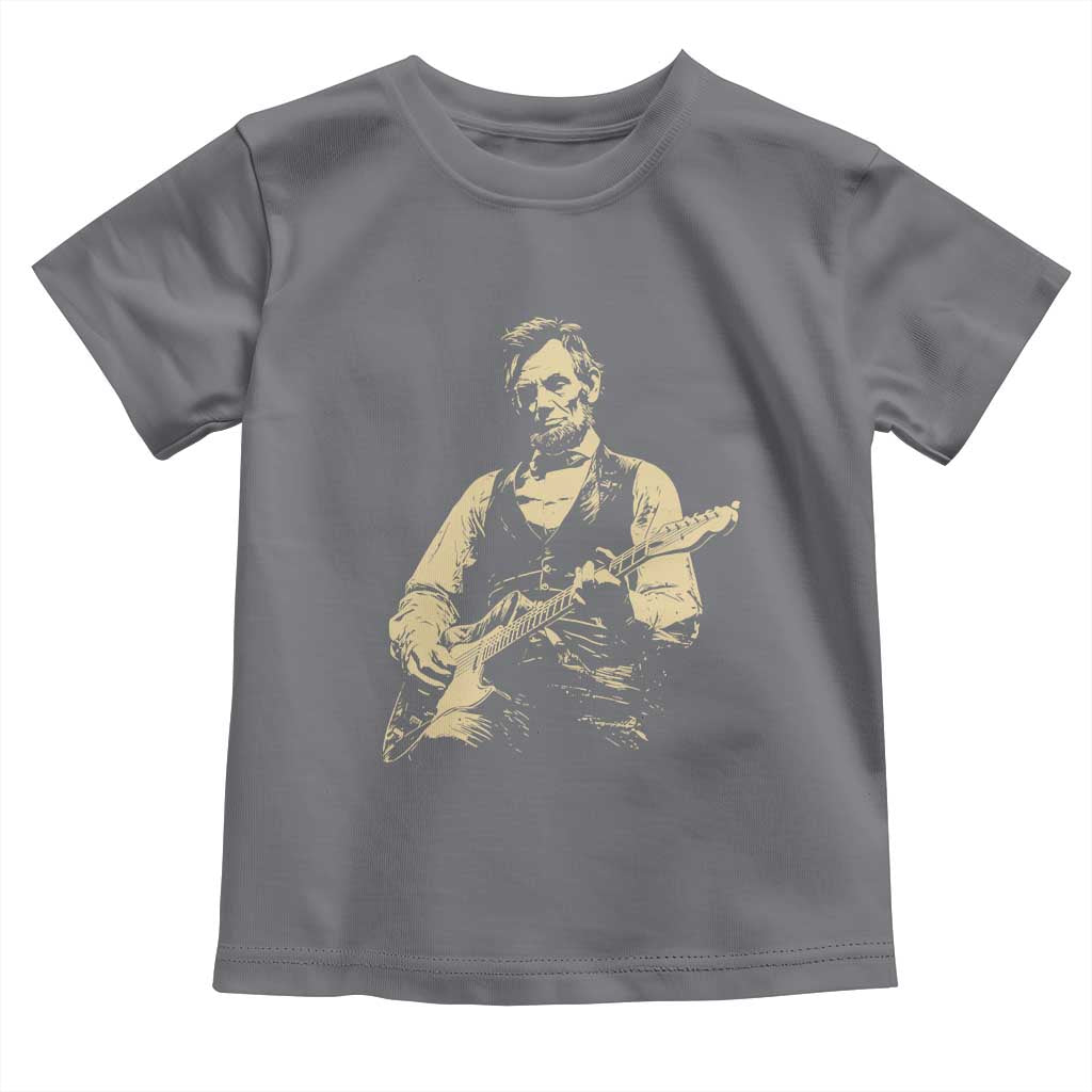 Vintage Rockin Abe Abraham Lincoln Playing Electric Guitar Toddler T Shirt Patriotic Music Rocker Mashup 4th of July Celebration