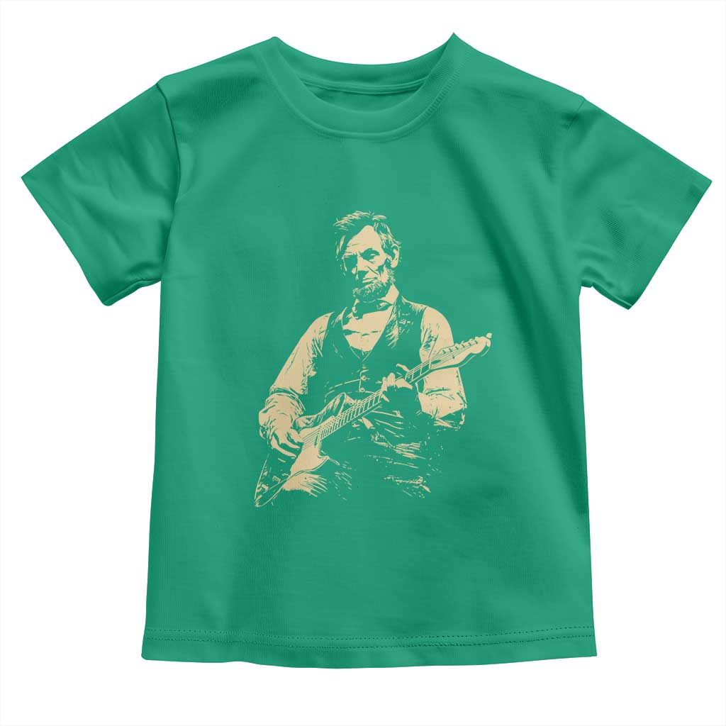 Vintage Rockin Abe Abraham Lincoln Playing Electric Guitar Toddler T Shirt Patriotic Music Rocker Mashup 4th of July Celebration