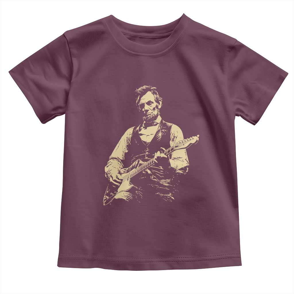 Vintage Rockin Abe Abraham Lincoln Playing Electric Guitar Toddler T Shirt Patriotic Music Rocker Mashup 4th of July Celebration