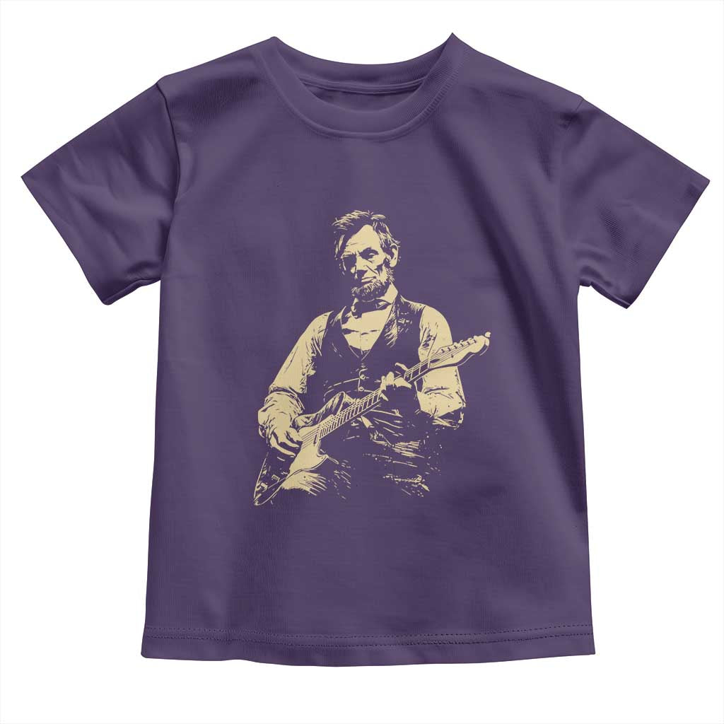 Vintage Rockin Abe Abraham Lincoln Playing Electric Guitar Toddler T Shirt Patriotic Music Rocker Mashup 4th of July Celebration